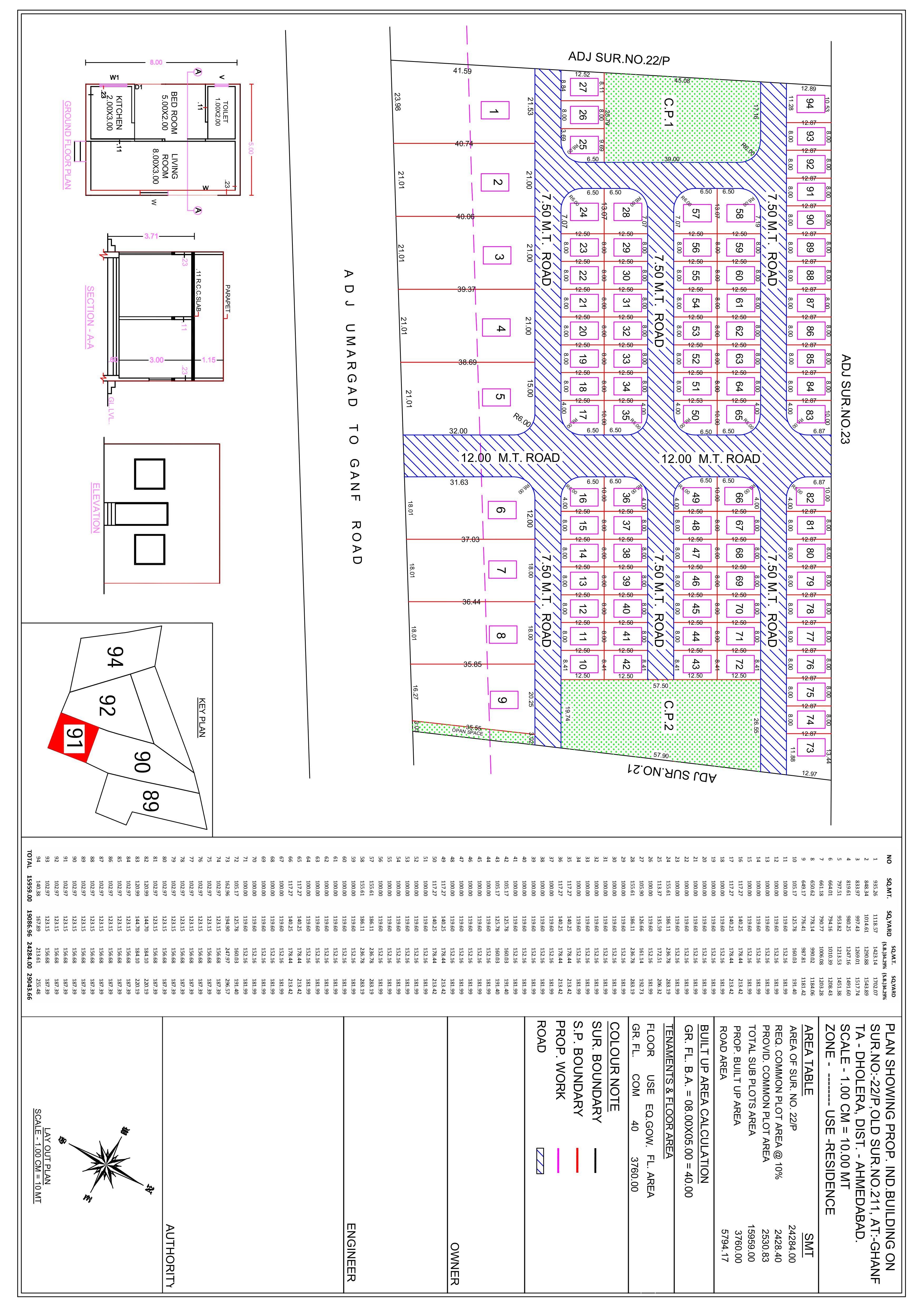 Detailed Plot Blueprint and Area Calculations